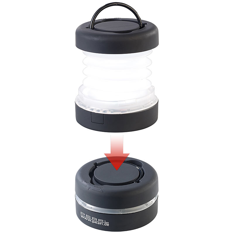 Faltbare Mini-Campingleuchte mit Batteriebetrieb, 25 Lumen, 0,5 Watt