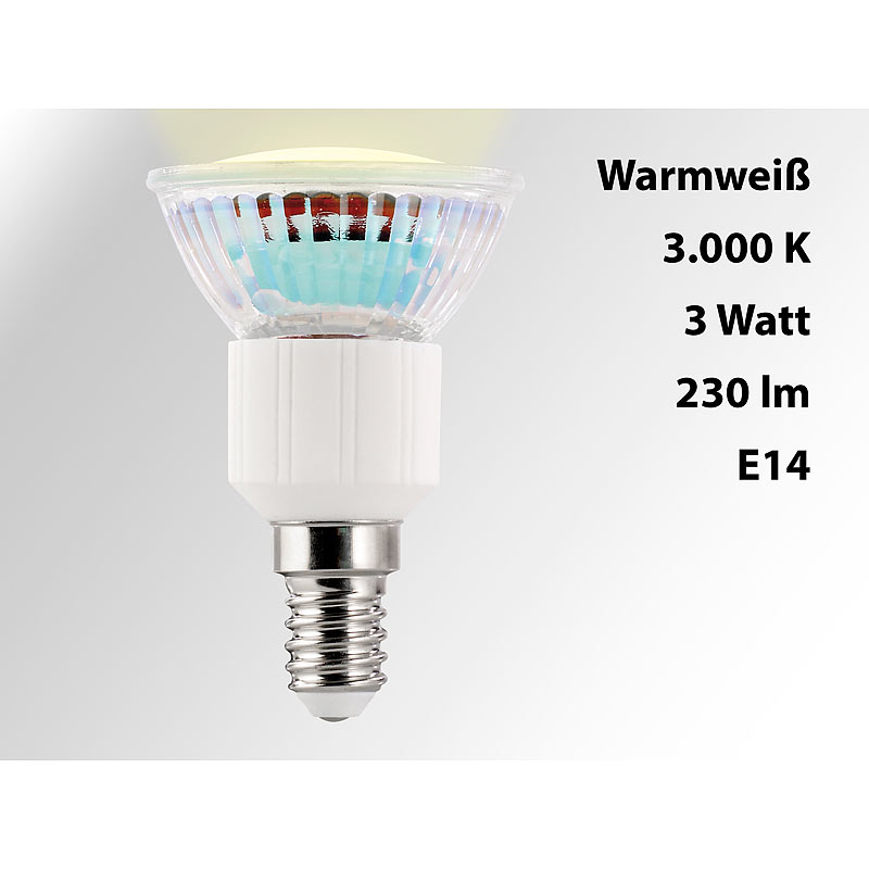 LED-Spot, Sockel E14, 3 Watt, 230 Lumen, warmweiß (3000 K)