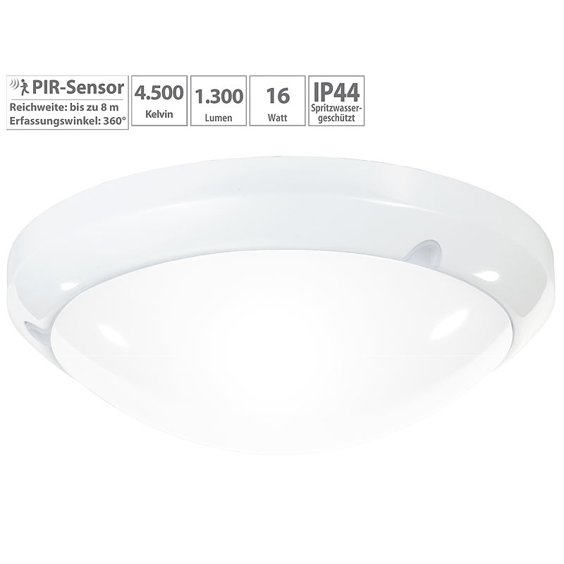 High-Power LED-Lampe mit Radar-Bewegungssensor, 16 Watt, IP44