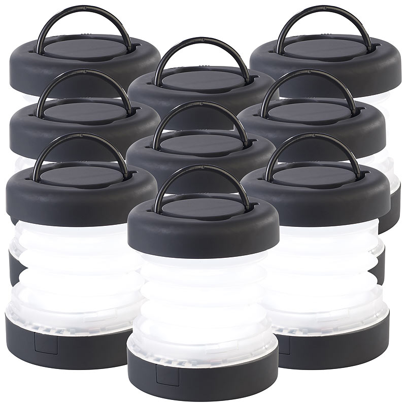 Faltbare Mini-Campingleuchte, Batteriebetrieb, 20 Lumen 0,5 W, 3er-Set