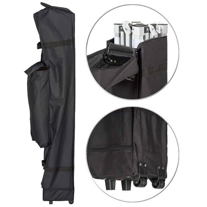 Transport-Tasche für Faltpavillons, mit Zusatzfach und Rollen, schwarz