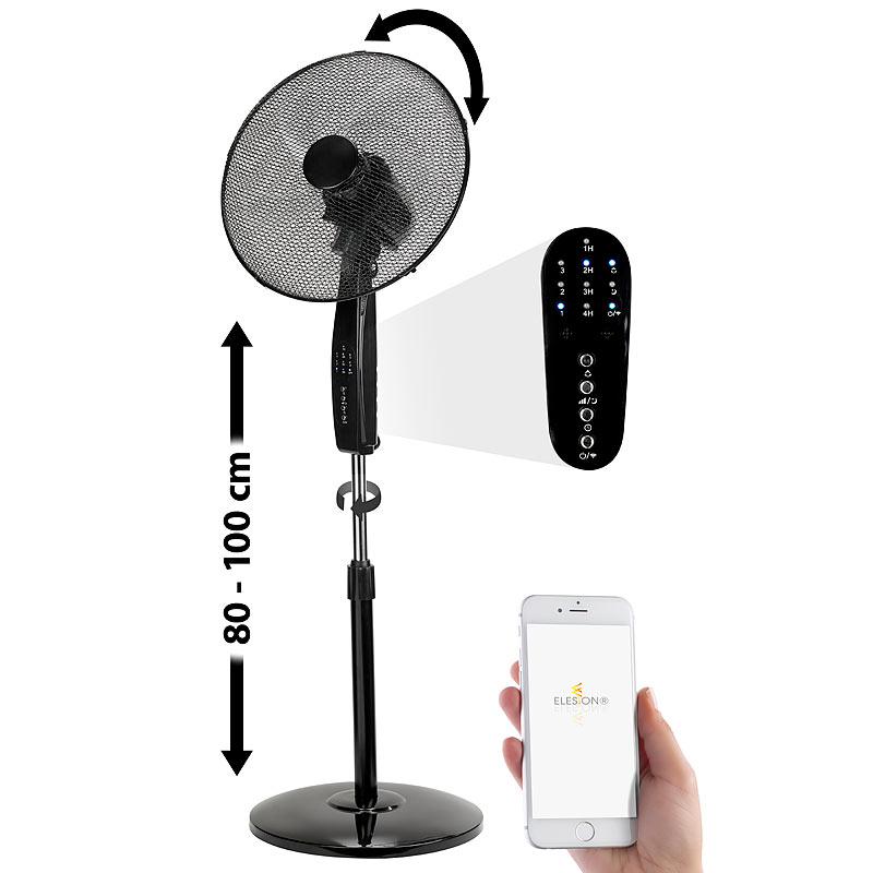 WLAN-Standventilator, 37 cm, 60 W, für Siri, Alexa & Google Assistant