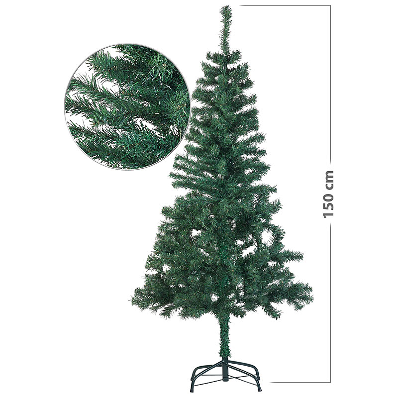Künstlicher Weihnachtsbaum mit 310 Spitzen und Ständer, 150 cm, grün