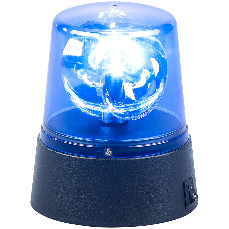 LED-Partyleuchte im Blaulichtdesign, 360°-Beleuchtung, Batteriebetrieb