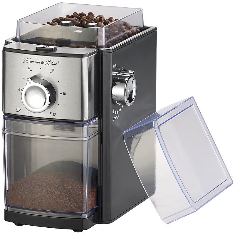 Elektrische Kaffeemühle, Scheibenmahlwerk, für 250 g Bohnen, 150 Watt