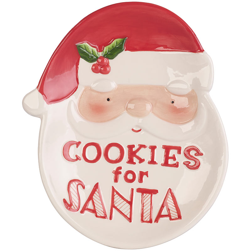 Keks-Teller mit Weihnachtsmann-Motiv & Aufschrift 
