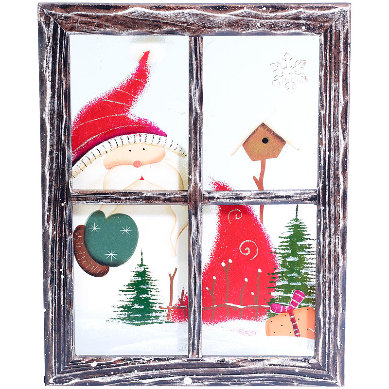 Holz-Weihnachtsmann-Bilderrahmen mit Glasscheibe