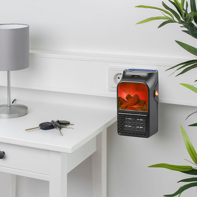 Sichler Steckdosen-Heizlüfter mit Kaminfeuer-Effekt und Fernbedienung