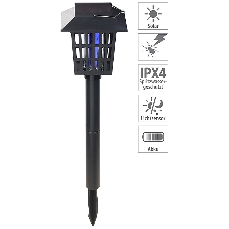 2in1-Solar-LED-Dekoleuchte & Insekten-Vernichter, 1 UV-LED, IPX4