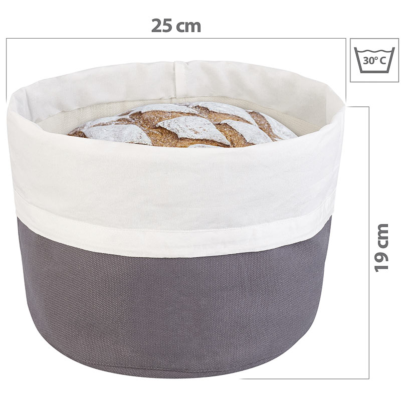 XL-Brotkorb aus 100% Baumwolle, verschließbare Kordel, waschbar, Ø25cm