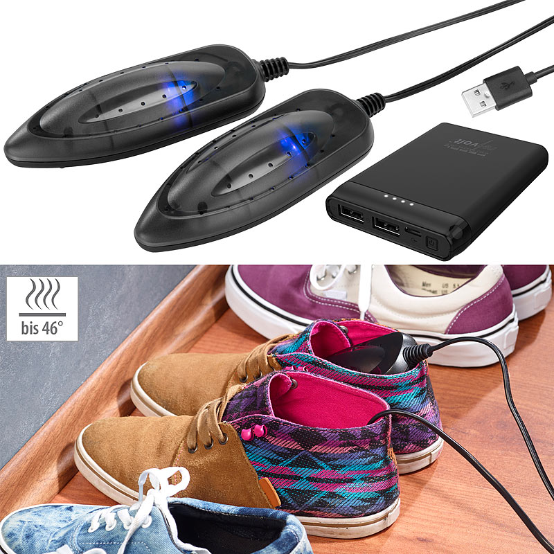 Portabler USB-Schuhtrockner mit UV-Licht und kompakter USB-Powerbank