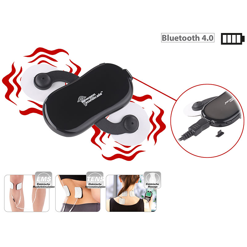 2in1-Akku-Stimulator für EMS & Massage, Bluetooth, App-Steuerung