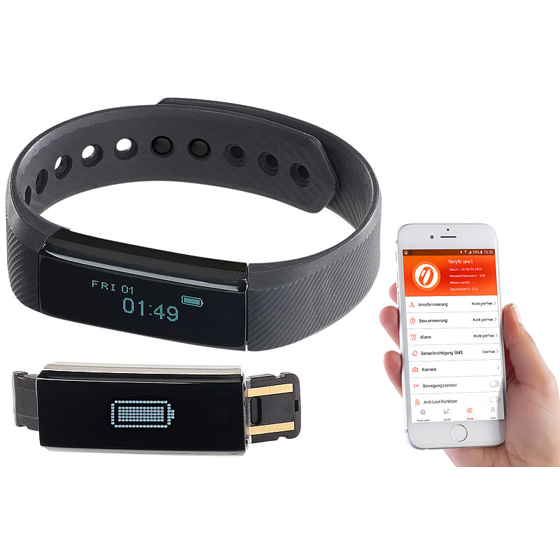 Fitness-Armband FBT-25, Bluetooth, Benachrichtigungen, OLED, IP67