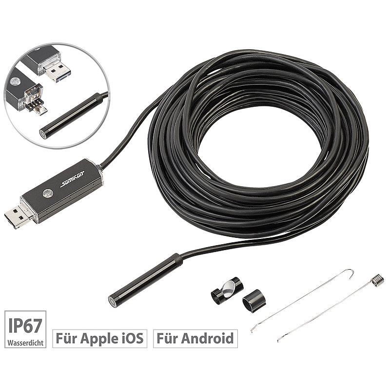 USB-HD-Endoskop-Kamera für PC und OTG-Android-Smartphone, 10 m, IP67