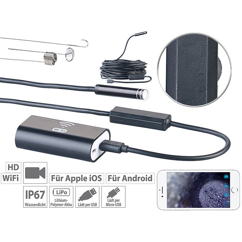WiFi-HD-Endoskop-Kamera für iOS- und Android-Mobilgeräte, 10 m