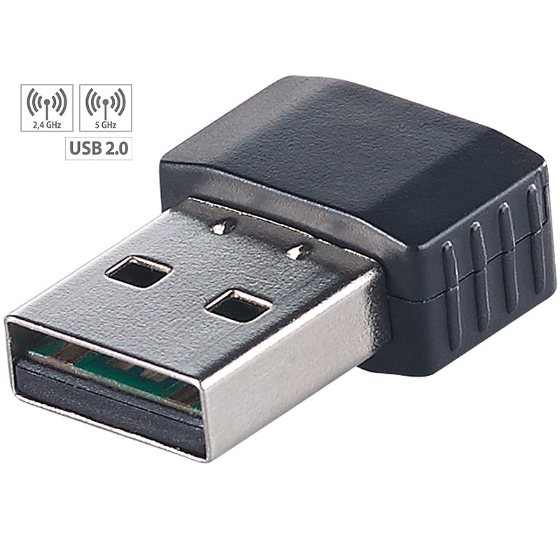 Nano-WLAN-Stick WS-602.ac mit bis zu 600 Mbit/s (802.11ac), USB 2.0