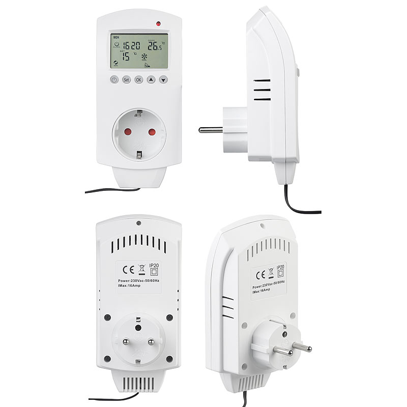 revolt Steckdosenthermostat: Digitales Steckdosen-Thermostat für Heiz- &  Klimageräte, Sensorkabel (Steckdosenthermostat mit Fühler, Thermostat  Steckdose mit Fühler)