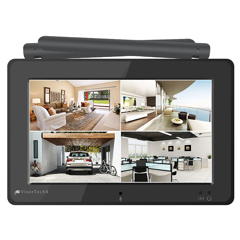 VisorTech Funk-Überwachungs-Set mit 7/"-Touchscreen-Monitor 4 HD-Kameras /& WLAN
