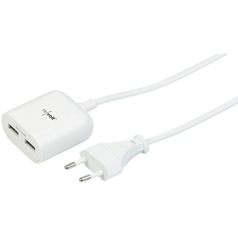 2-Port-USB-Netzteil mit 150-cm-Kabel und Smart-Power-Technologie, 12 W