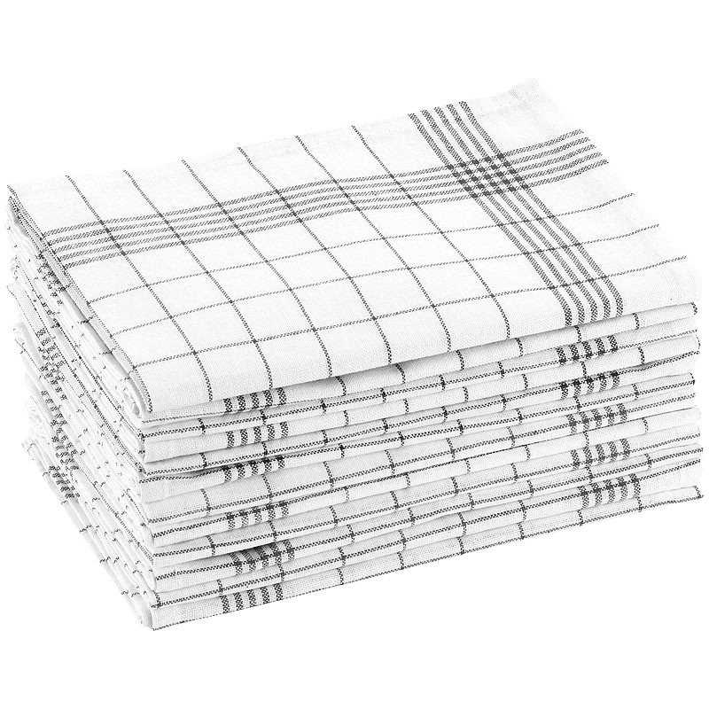 Baumwoll-Geschirrtücher, 12er-Set, je 50 x 70 cm, grau-kariert