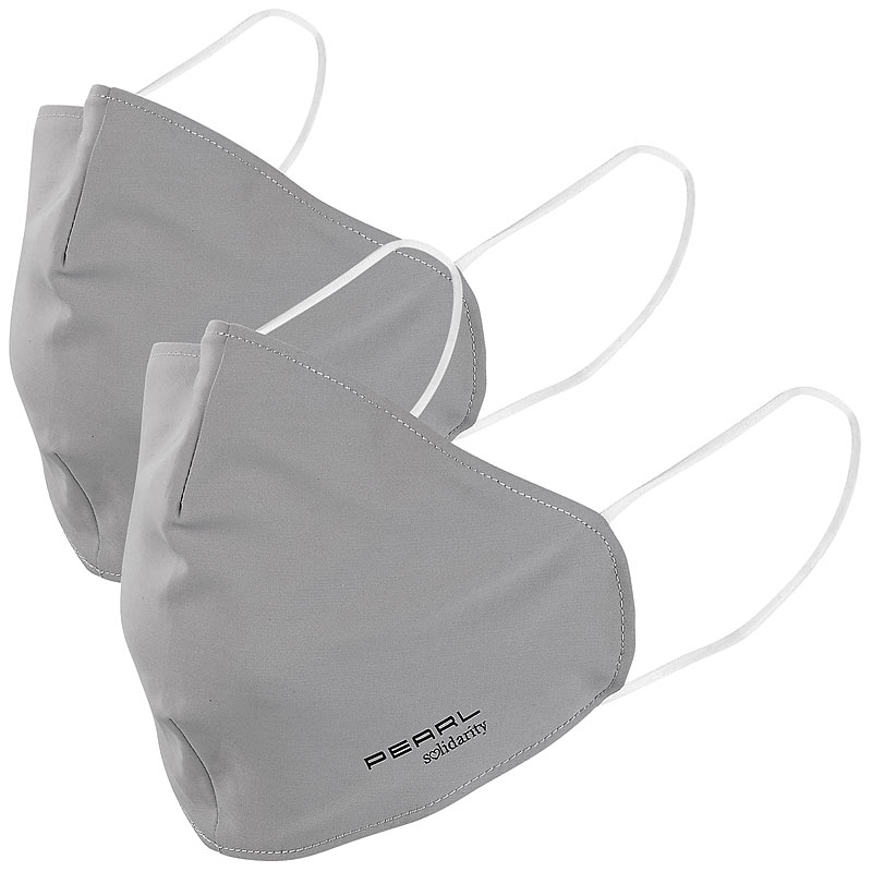 2er-Set Mund-Nasen-Stoffmasken mit Filter-Textil, waschbar, Größe L