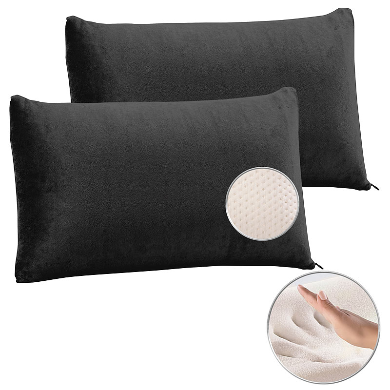 2er-Set Memory-Foam-Reisekissen mit thermoregulierendem Bezug