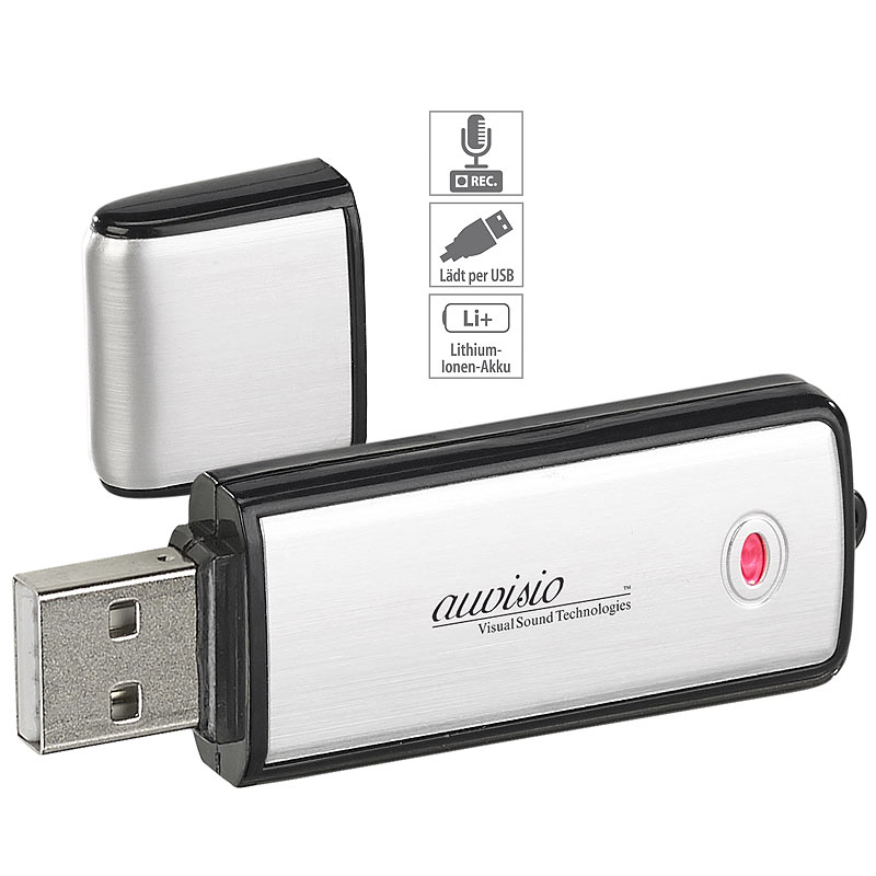 Voice Recorder & USB-Stick, geräuschaktivierte Aufnahme, 70 Std., 8 GB