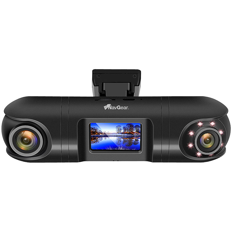 QHD-Dual-Dashcam mit 2 Kameras, G-Sensor, IR-Nachtsicht und GPS