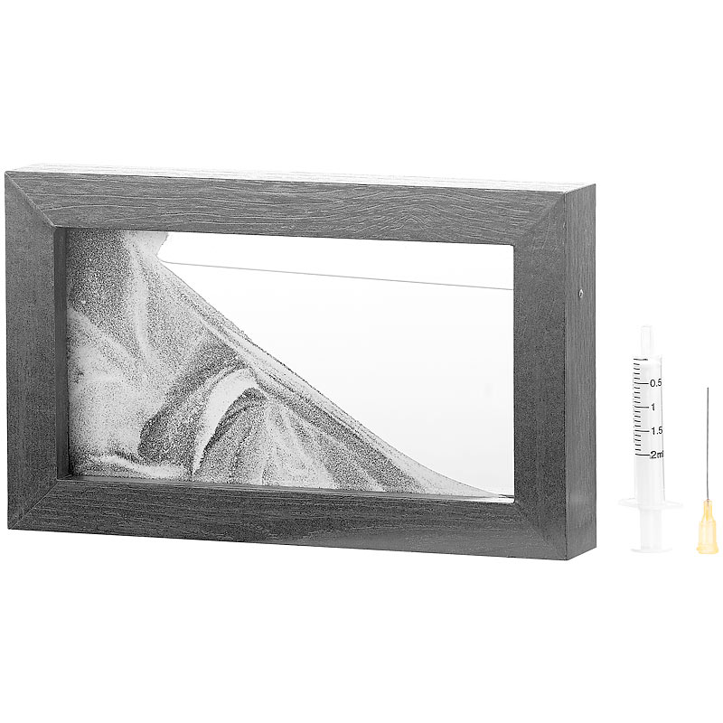 Schwarz-Weiß-Sandbild mit Holzrahmen, 20 x 12 cm