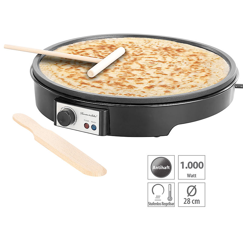 Elektrischer XL-Crêpes-Maker mit Temperaturregler, 1.000 Watt, Ø 28cm