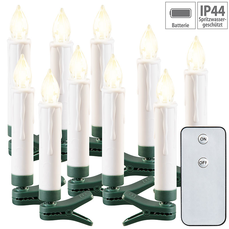LED-Outdoor-Weihnachtsbaum-Kerzen mit IR-Fernbedienung, 10er-Set, IP44