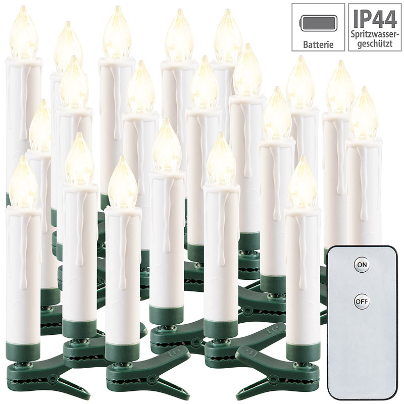 20er-Set LED-Outdoor-Weihnachtsbaum-Kerzen mit IR-Fernbedienung, IP44