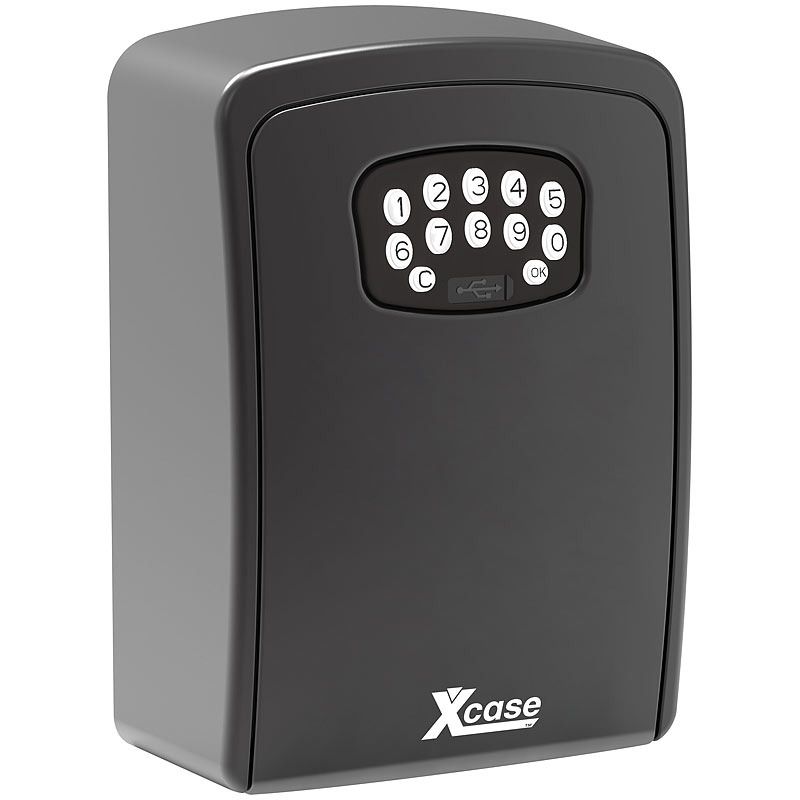 Xcase Schlüsselsafe: Mini-Schlüssel-Safe SAF-100.app mit Bluetooth