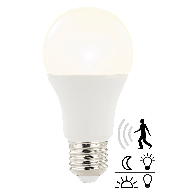Luminea LED Lampe mit Radar Bewegungs und Lichtsensor, 12 W Luminea E 27 LED Lampen: 3er Set High Power LED Lampen, E27