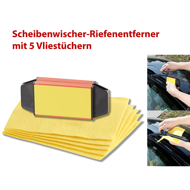 Scheibenwischer-Riefenentferner mit 5 Vliestüchern