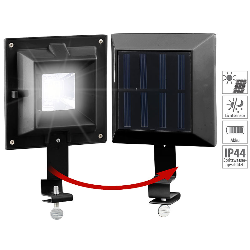 Solar-LED-Dachrinnenleuchte, 20 Lumen, 0,2 Watt, Licht-Sensor, schwarz