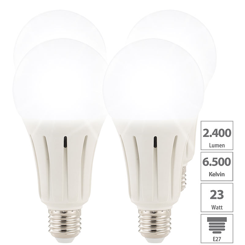 High-Power-LED-Lampe E27, 24 Watt, 2.452 Lumen,  6.500 K, 4er-Set