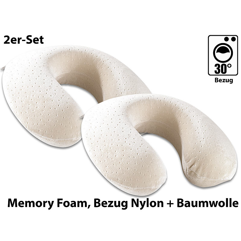 Wellness-Nackenhörnchen aus thermoaktivem Memory-Foam, 2er-Set