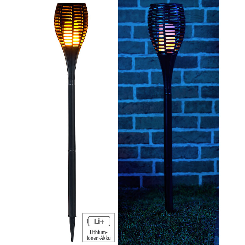 LED-Gartenfackel, realistisches Flammenflackern, 2.200-mAh-Akku, IP44