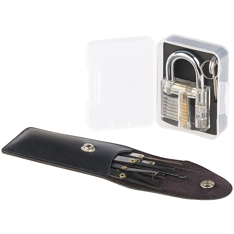 Lockpicking-Set mit 17-teiliger Dietrich-Tasche und Übungs-Schloss