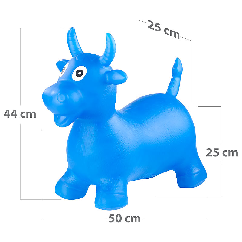 Aufblasbare Hüpf-Kuh aus elastischem Kunststoff, blau