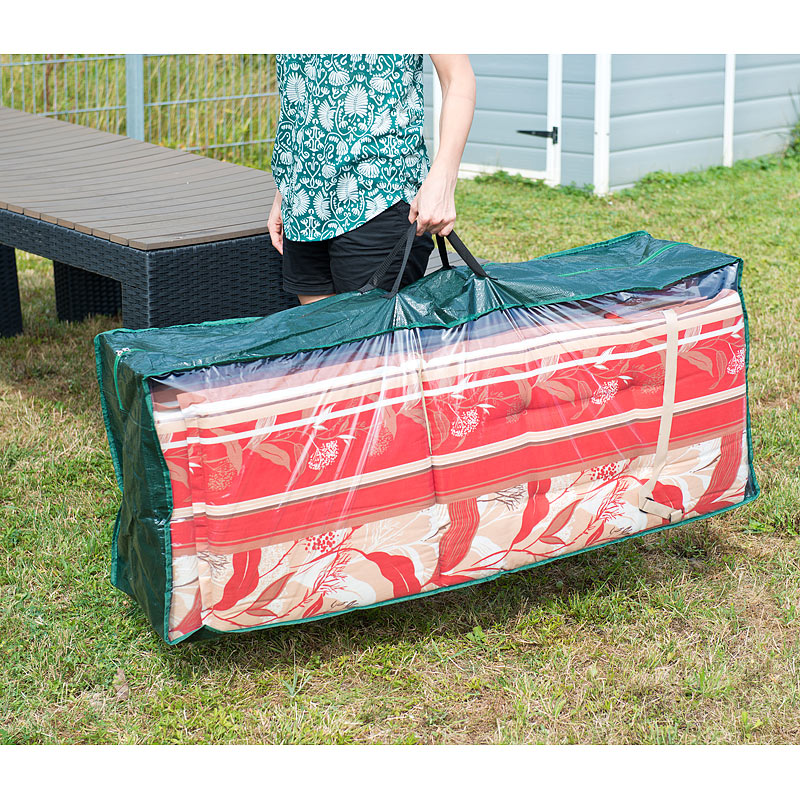 Gewebeplane-Tasche für Gartenmöbel-Sitzkissen, 130x50x32 cm, 150 g/m²