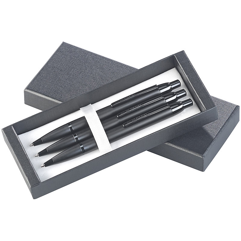 3er-Set hochwertige Druck-Bleistifte, Metall, in Aufbewahrungsbox