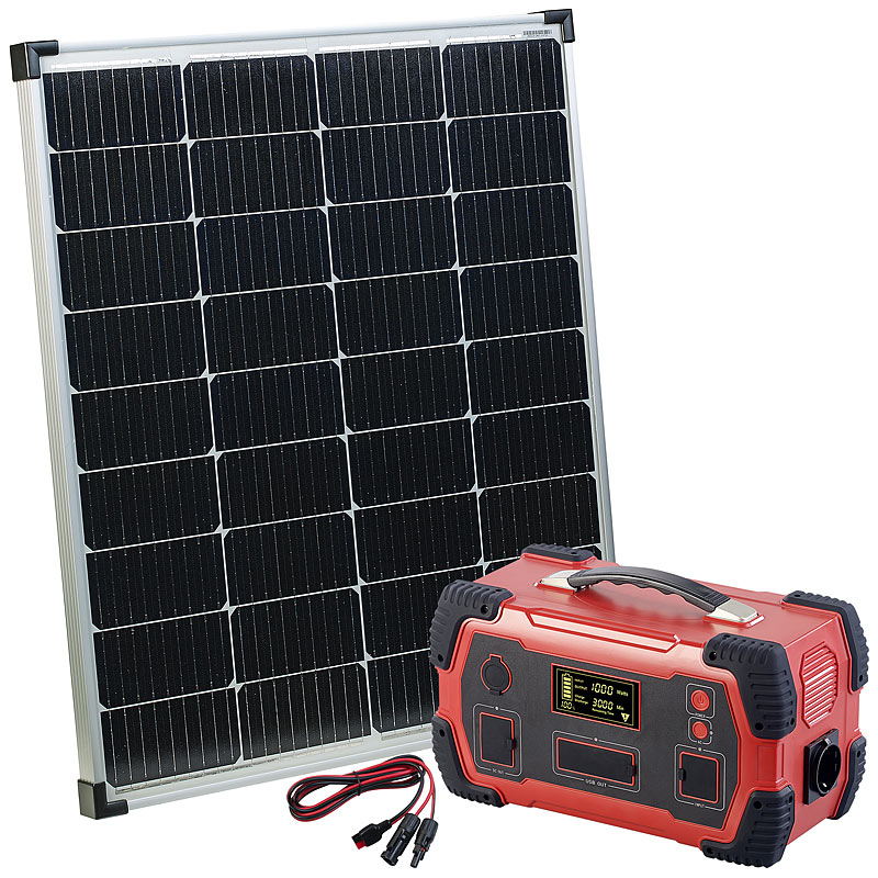 revolt Powerbank &amp; SolarKonverter mit mobilem 110Watt