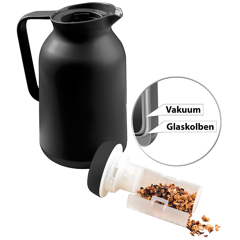 2in1-Vakuum-Isolierkanne für Kaffee und Tee, mit Teesieb, 1 Liter