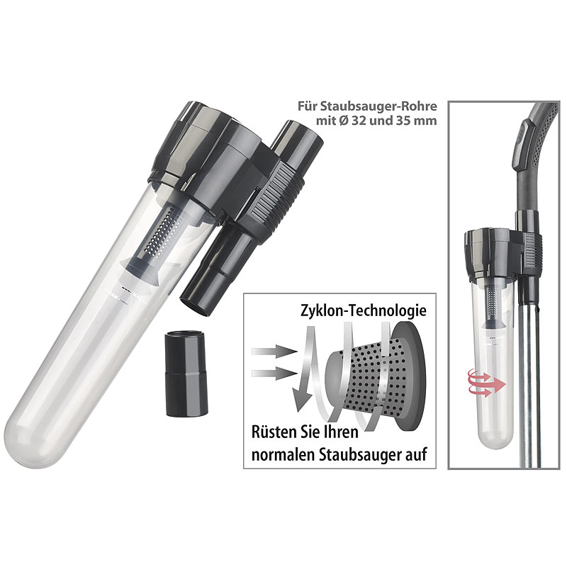 Zyklon-Saug-Aufsatz für herkömmliche Staubsauger mit Rohr-Ø 32 / 35 mm