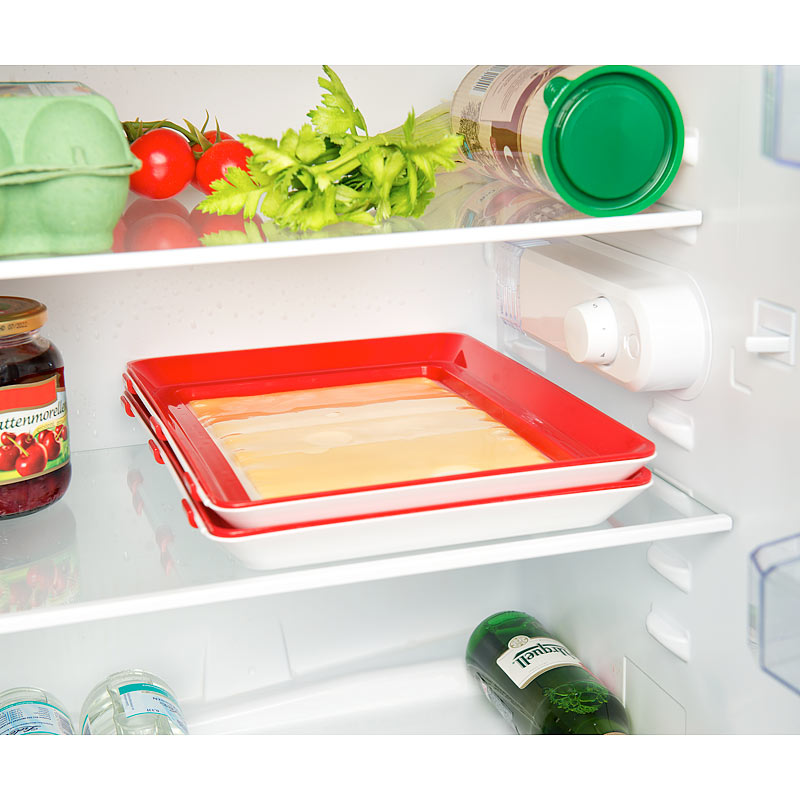 Genius Ideas 2er-Set Frischhaltedosen für Wurst- und Käse-Aufschnitt, rot