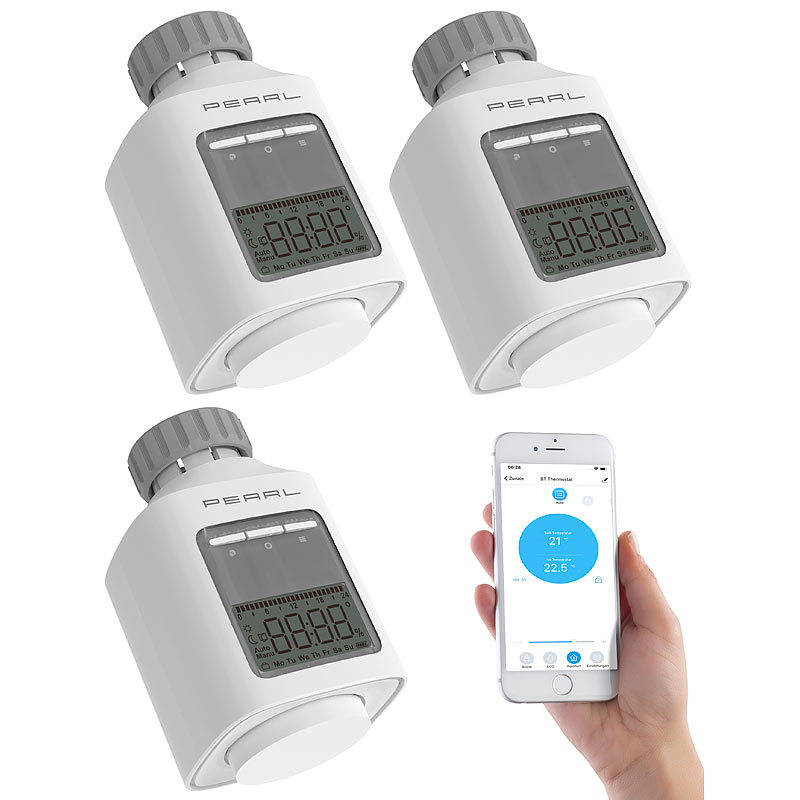 3er-Set Programmierbares Heizkörper-Thermostat mit Bluetooth & App