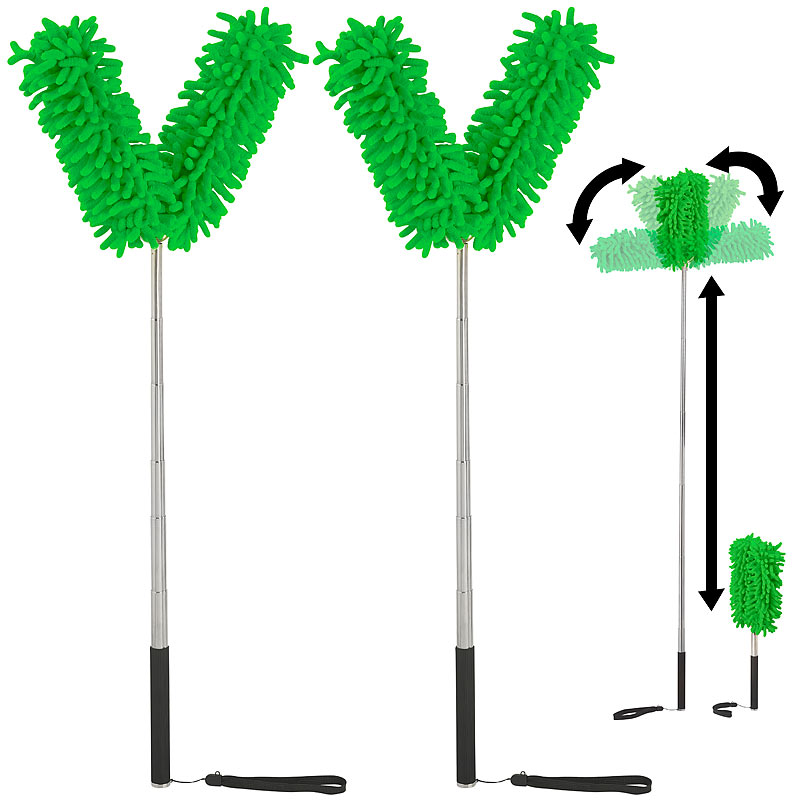 2er-Set formbare Mikrofaser-Staubwedel, 2 Köpfe, Teleskop, bis 118 cm