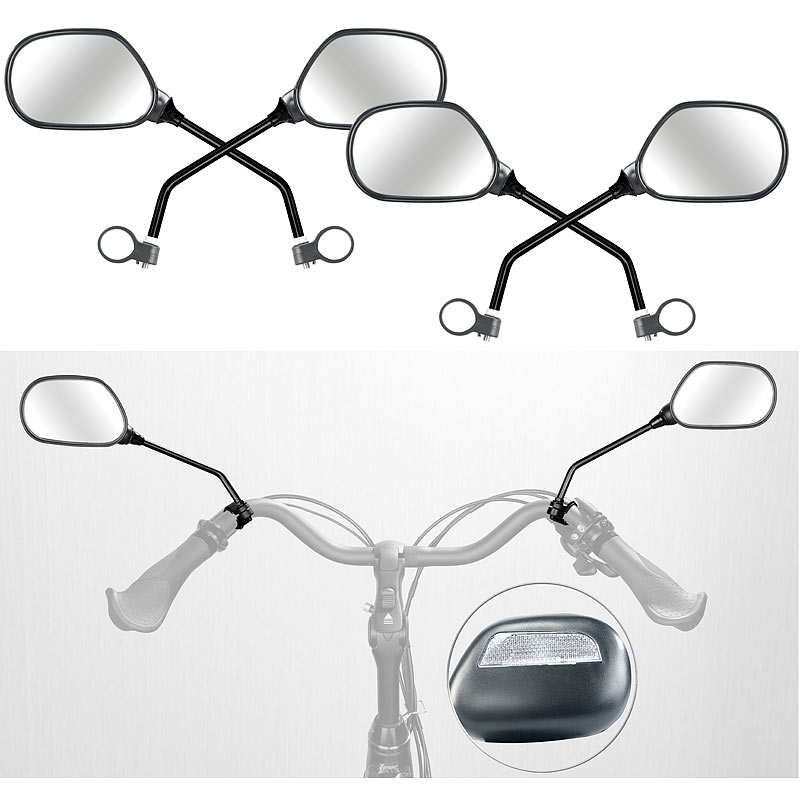 4er-Set Fahrrad-Rückspiegel mit Lenkerhalterung, für rechts und links